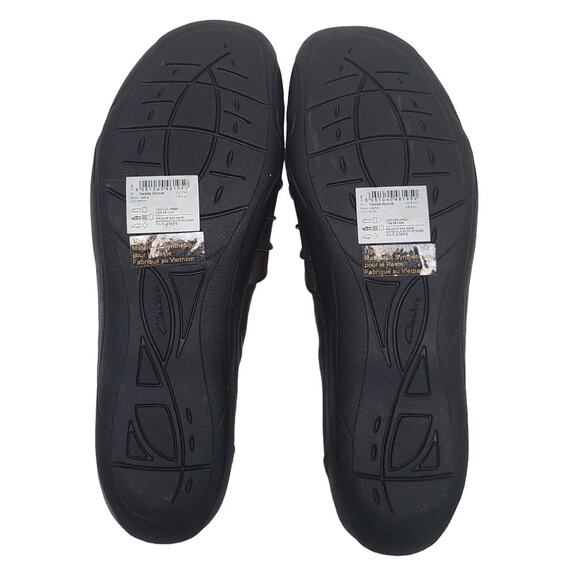 Clarks Loafer Kessa Alcove Brown Leather Flats Hook & Loop Shoe Women's 9M - Picture 2 of 9